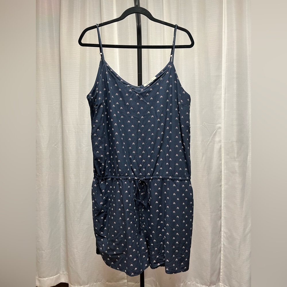 Marine Layer Navy Blue Printed Spaghetti-Strap Romper